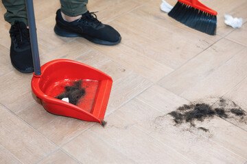 Cleaner in barbershop