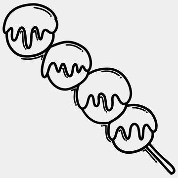 recommend clip art: Meatball stick doodle vector icon. Drawing sketch illustration hand drawn line eps10