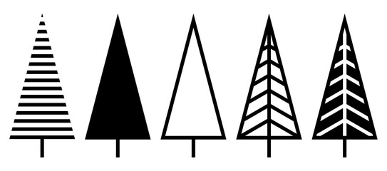 Vector set of christmas trees. Winter collection. Isolated illustration.