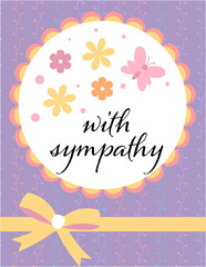 Design template for cute sympathy card . Template for scrapbooking with hand drawn doodle patterns. For birthday, anniversary, party invitations. Vector