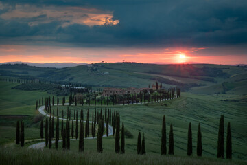 Obraz premium Sunset, Asciano, Toscana - Italy