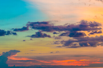 Naklejka na ściany i meble Sunset colors in heaven, natural environmental background bright orange sky