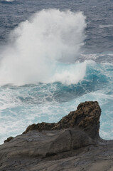 Wave breaking on the coast. Las Salinas. Arucas. Gran Canaria. Canary Islands. Spain.