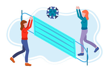 People transmit the virus to each other. The mask serves as a volleyball net, and the virus serves as a ball