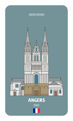 Angers cathedral in Angers, France - obrazy, fototapety, plakaty