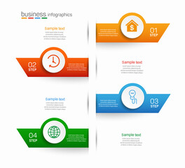 Vector infographic template with icons and 4 options or steps. Infographics concept for business. Can be used for presentations banner, workflow layout, process diagram, flow chart, info graph