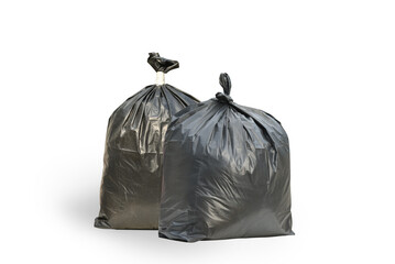 Close up of a two garbage bag isolated on white background with clipping path.