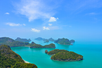 Breathtaking view of the many islands of the Ang Thong Marine Park