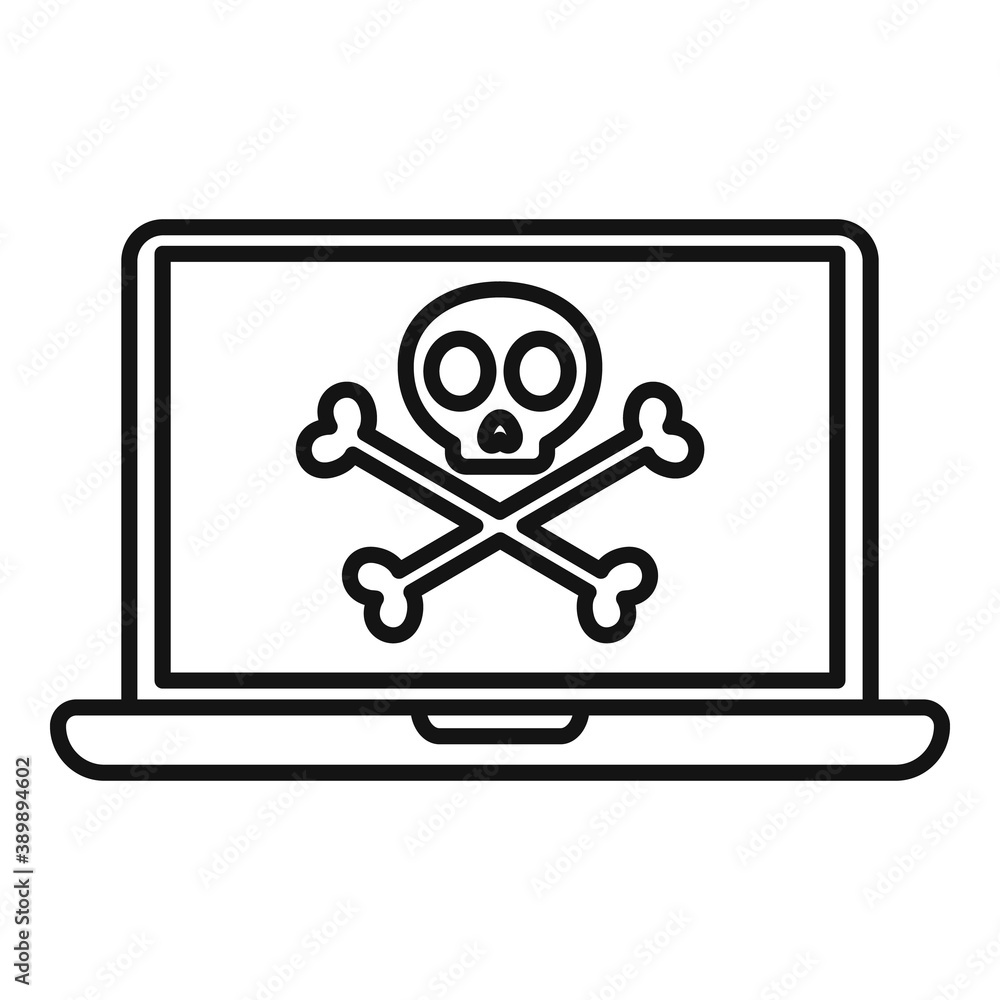Poster hacked laptop icon. outline hacked laptop vector icon for web design isolated on white background
