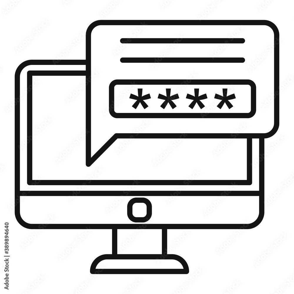 Poster secured computer password icon. outline secured computer password vector icon for web design isolate