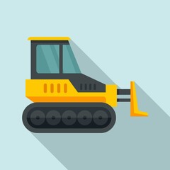 Heavy bulldozer icon. Flat illustration of heavy bulldozer vector icon for web design