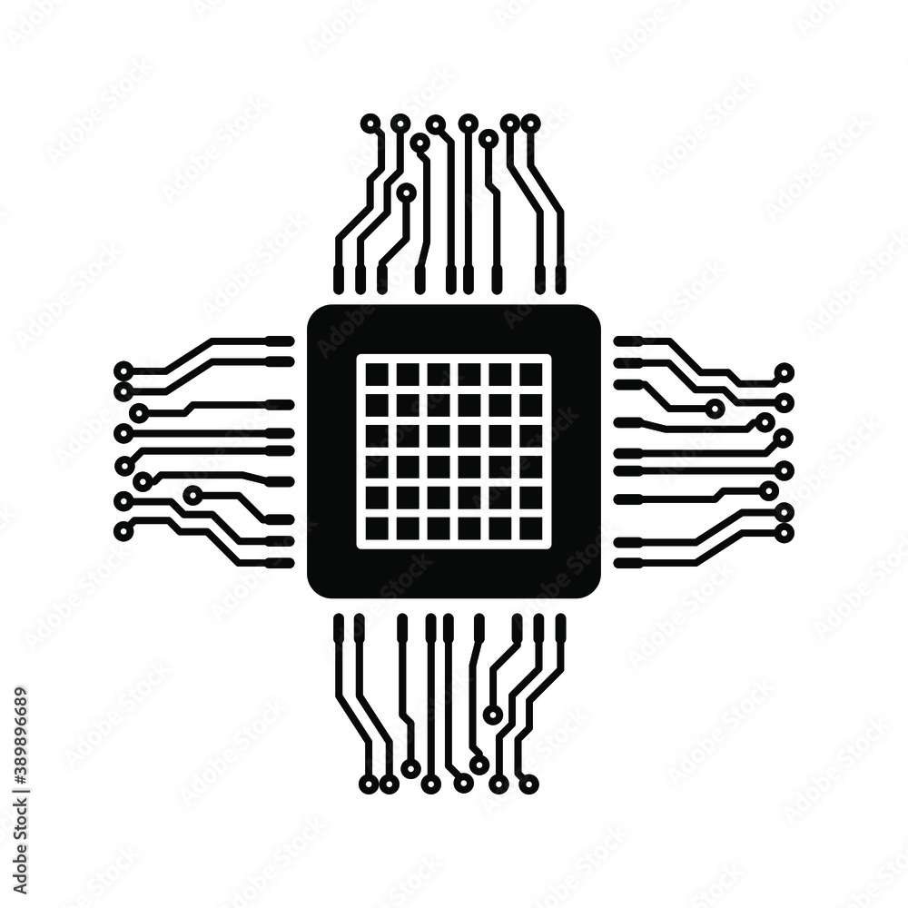 Poster cpu icon. mini cpu sign flat style. processor vector icon. vector illustration