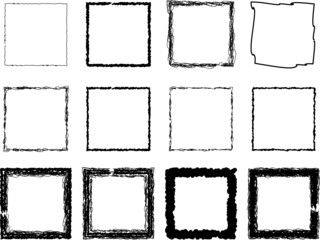 Vector Frames. rectangles for image. distress texture . Grunge Black borders isolated on the background . Dirt effect . geometric shapes for your design