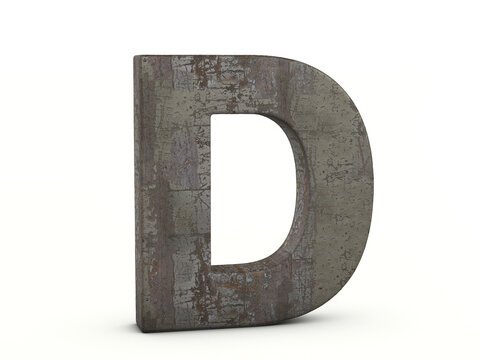 Rusty metal letter D