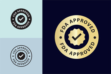 FDA Approved icon elegant golden color vector illustration, food and drug administration