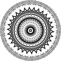Mandala for greeting card, case print, etc. Abstract texture. Diwali pattern black and white. Vector illustration