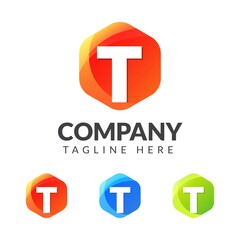 Letter T logo with colorful background, letter combination logo design for creative industry, web, business and company. Vector illustrations