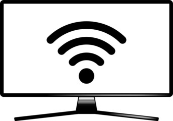 Smart Tv Wifi Connection. Smart tv vector icon isolated on white background. Smart tv wireless connection icon for web, mobile apps and ui design. Internet of things concept. Stock vector illustration