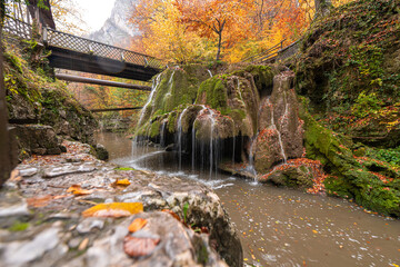 Bigar Waterfall in the Romanian mountains - amazing view of one of the most beautiful waterfalls in...