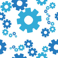 Seamless pattern with different tools. Gears background in flat style. Vector illustration