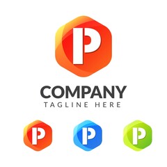Letter P logo with colorful background, letter combination logo design for creative industry, web, business and company. Vector Illustrations
