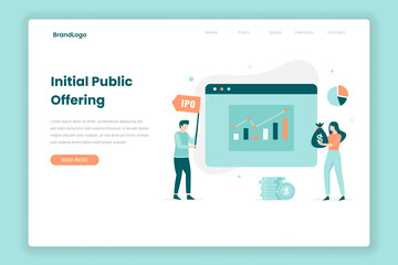 Initial public offering landing page concept. Illustration for websites, landing pages, mobile applications, posters and banners.