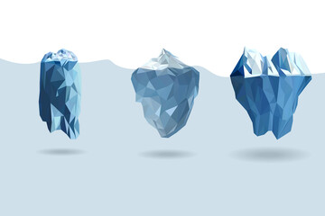 Iceberg set icons Abstract geometric low polygon design vector art illustration