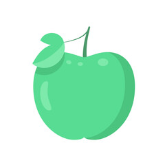 Juicy bright apple fruit isolated on white background. Vector flat design tasty icon illustration. Symbol of healthy eating.