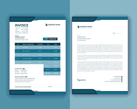 invoice template and letterhead template vector format, bill voucher with business letterhead, pad, receipt voucher, bill, quotation 