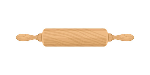 Rolling pin isolated on white background. Vector illustration in cartoon flat style.