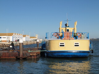 Public ferry on the Guardiana river, connecting Portugal and Spain