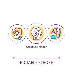Creative thinker concept icon. Meet challenges. Unorthodox perspective. Open-minded person idea thin line illustration. Vector isolated outline RGB color drawing. Editable stroke.