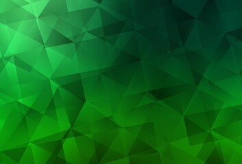 Dark Green vector gradient triangles pattern.