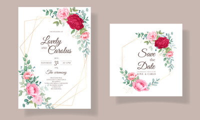 Beautiful blooming floral wedding invitation card set