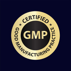 Fototapeta na wymiar good manufacturing practice certified, GMP certified, golden stamp vector illustration