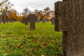 German military cemetery at the Vienna Central Cemetery on a cloudy November day. More than 7.000 german Soldiers are berried here.