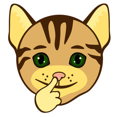 bored emoticon picking his nose with his finger, simplistic facial expression vector illustration, cat cartoon character, simple hand drawn line icon from a set