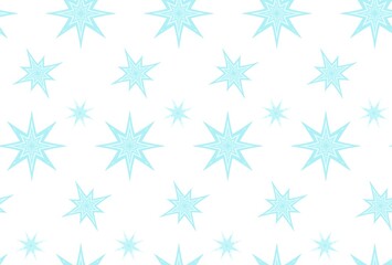 Large and small blue snowflakes on a white background. Seamless vector pattern. Fluffy snowflakes. The endless pattern. Can be used for postcards, paper, website, fabric. Stock illustration