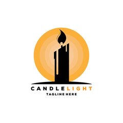 Candle Light Logo Design Illustration