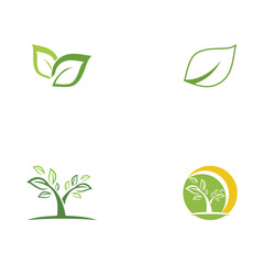 Set Leaf  ecology Logo Template vector