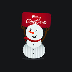 Snowman wishing Merry Christmas.