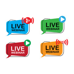 Live Webinar Button  icon set  emblem label Vector illustration