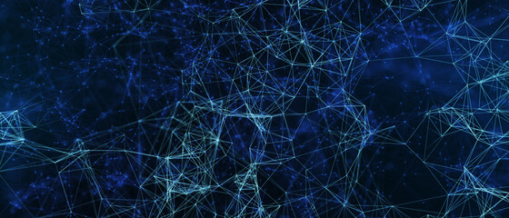 Abstract futuristic - technology with polygonal shapes on dark blue background. Design digital technology concept. 3d illustration.