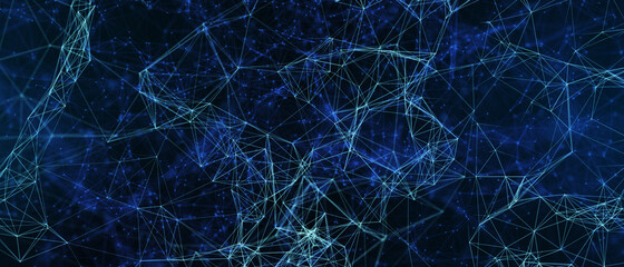 Abstract futuristic - technology with polygonal shapes on dark blue background. Design digital technology concept. 3d illustration.