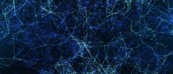 Abstract futuristic - technology with polygonal shapes on dark blue background. Design digital technology concept. 3d illustration.