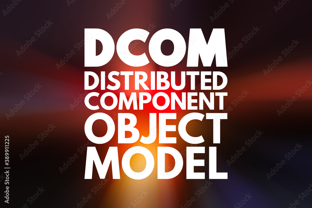 Aufkleber dcom - distributed component object model acronym, technology concept background