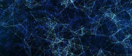 Abstract futuristic - technology with polygonal shapes on dark blue background. Design digital technology concept. 3d illustration.