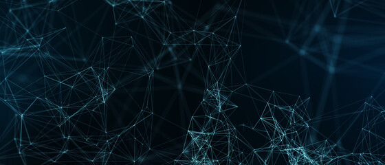 Abstract futuristic - technology with polygonal shapes on dark blue background. Design digital technology concept. 3d illustration.