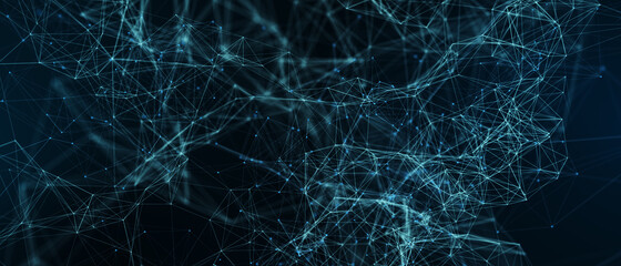 Abstract futuristic - technology with polygonal shapes on dark blue background. Design digital technology concept. 3d illustration.