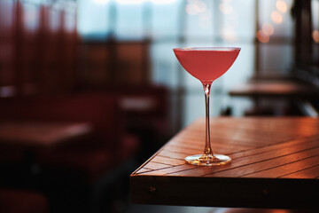 Pink clasic Cosmopolitan vodka cocktail